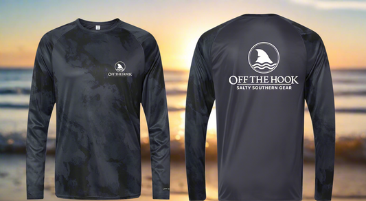 Long Sleeve Black Marble UPF 50 Sun Shirt