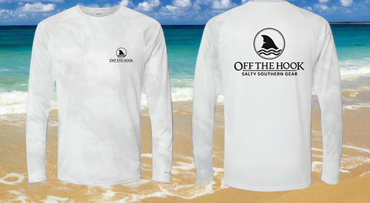 Long Sleeve White Marbled UPF 50 Sun Shirt